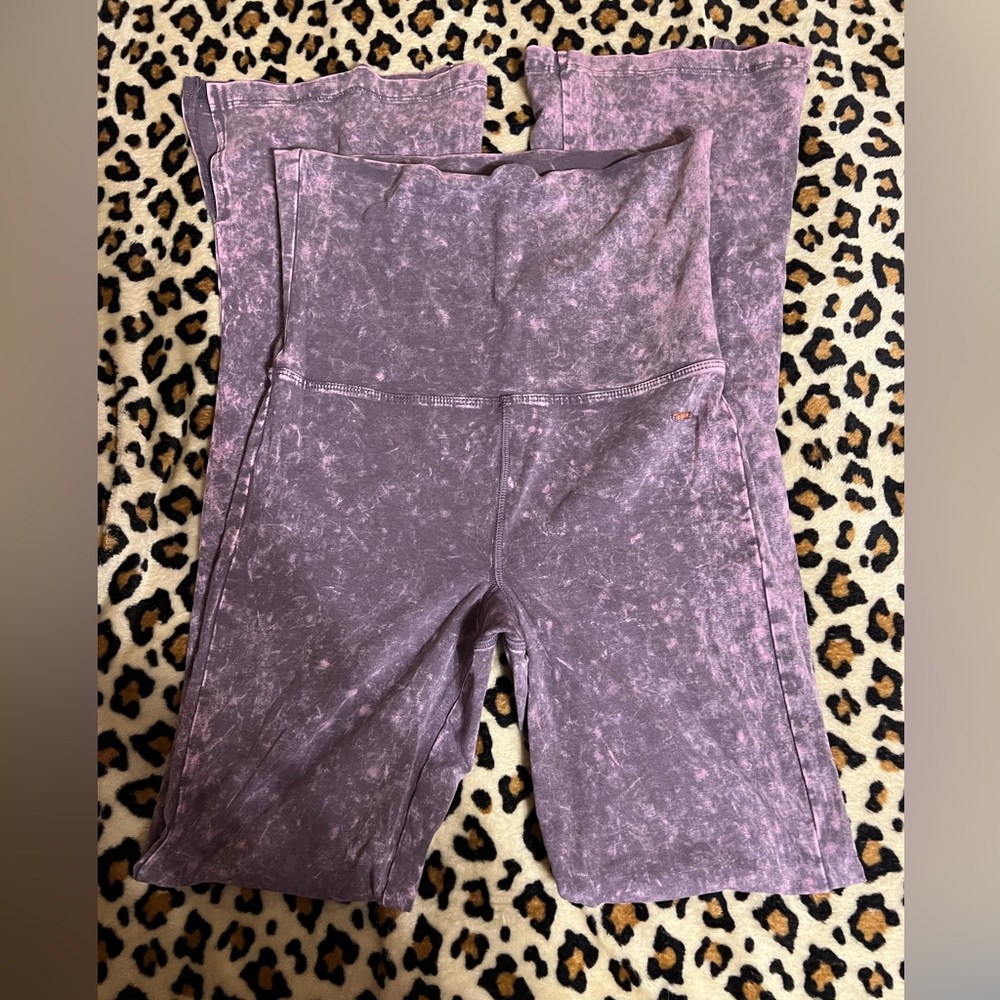 High rise/fold over flared leggings Victoria secret pink